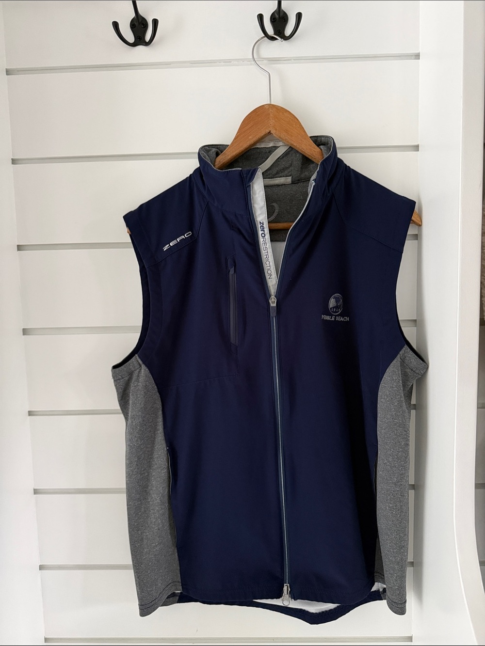 Men's Navy & Gray Performance Softshell Pebble Beach Vest by Zero Restriction